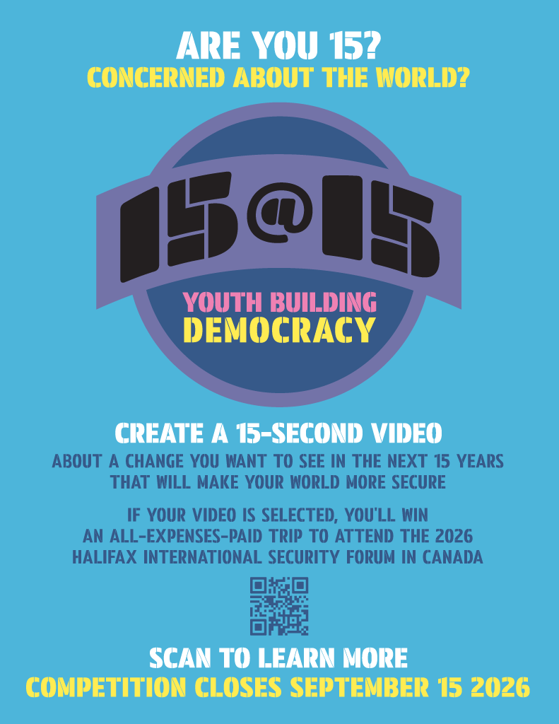 15@15 Youth Building Democracy competition poster